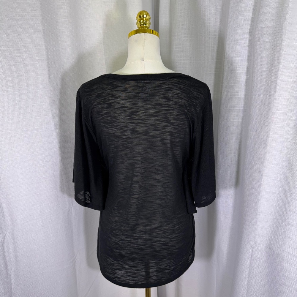 VTG Ransom Y2K Star Mandala Celestial‎ Top M Black Butterfly Sleeve Whimsygoth - Picture 2 of 11